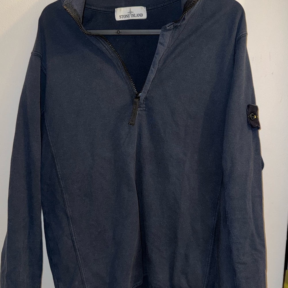 Stone Island Men's Dark Blue Zip-Up Sweater
